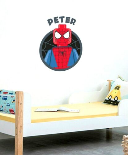 Spiderman door sticker PERSONALISED WITH YOUR NAME Lego Marvel