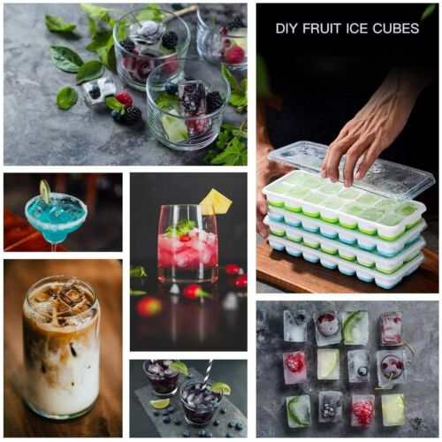 4 Tlg Silikon Eiswürfelform Cube Eiswuerfelbehaelter Mit Deckel Ice Tray Ice 