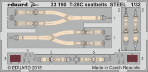 EDUARD ZOOM 33190 Seatbelts STEEL for KittyHawk Kit T-28C in 1:32
