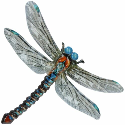 Blue Metal Dragonfly Garden//Home Wall Art Ornament 35x28cm Inddor//Outdoor