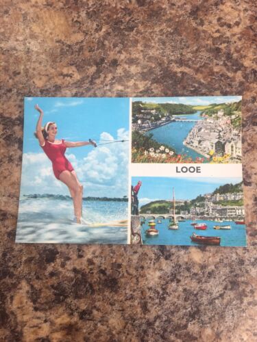 Vintage Rare John Hinde Postcard Collectable Harbour And Bridge Looe Cornwall 