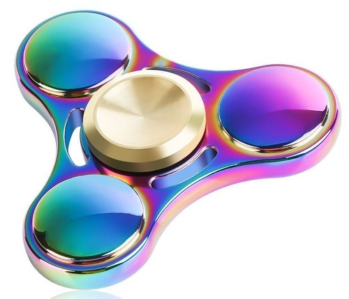 *FIDGET SPINNER TRI RAINBOW ZINC ANXIETY STRESS RELIEF FOCUS ATTENTION THERAPY*