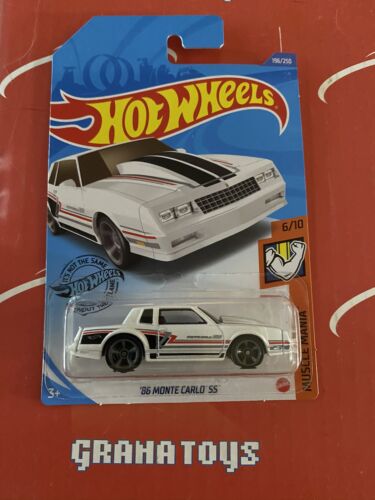 86 Monte Carlo SS #196 White 6//10 Muscle Mania 2020 Hot Wheels Case Q