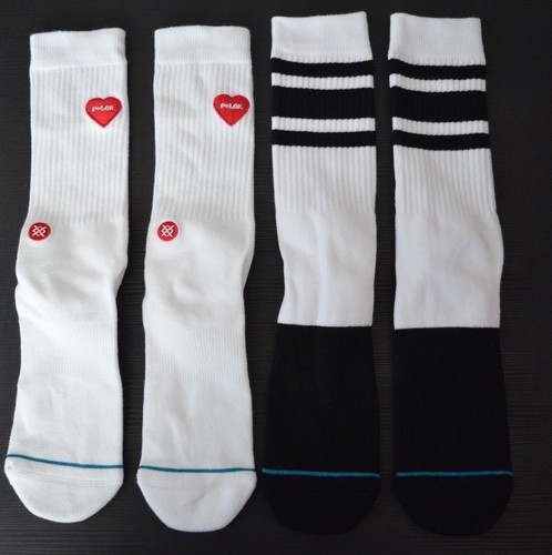 Lot of 2 Men/'s Stance Crew Cut Socks Sz LG 9-12 White Out 2 and Love Poler