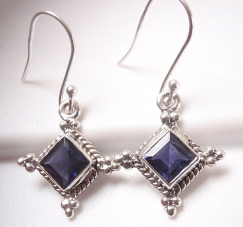 Details about  / Faceted Iolite 4-Points 925 Sterling Silver Dangle Earrings