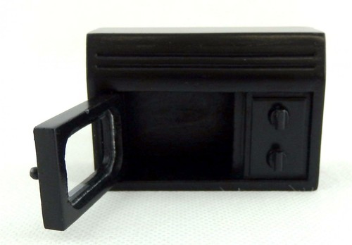 Casa de muñecas en miniatura Modern Aparato de Cocina Accesorio Negro Microondas