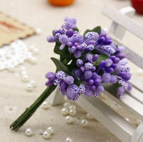 Mini Bouquet Artificial Flower Stamen Party Car Wedding Millinery Decor Supplies 