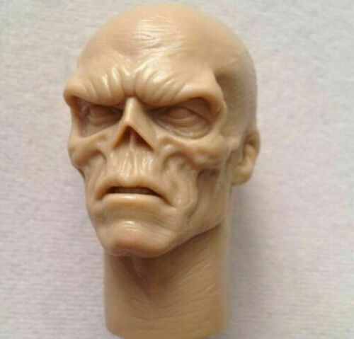 1/6 Man Head Unpainted Red Skull Smith Hugo Vivian Sculpt Carved Fit Action Doll