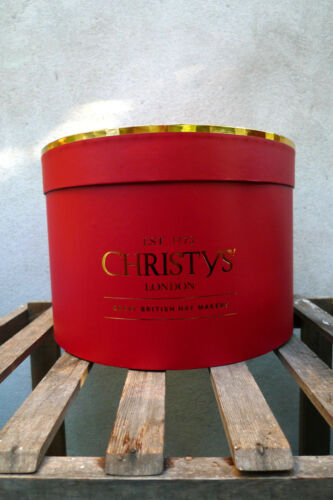 Christys' Medium Hat Box for Single Tall Top Hat or Wider Fedora Red and Gold 