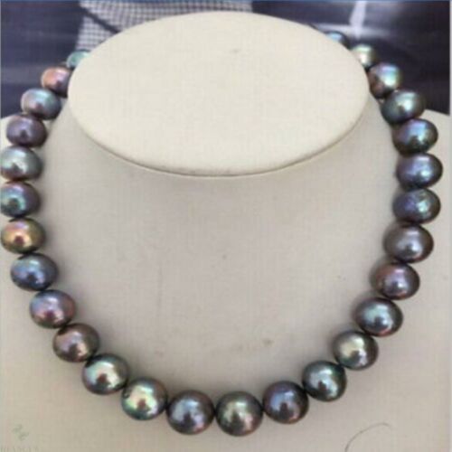 Details about   9-10mm Baroque Natural Pearl Necklace Gray 18 Inches Chain Chic Diy Real 