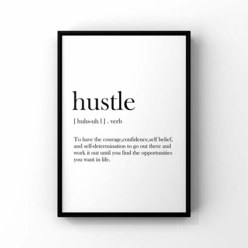 Motivational Print Hustle Poster,Definition Wall Art Hard Work Po Quote Print 