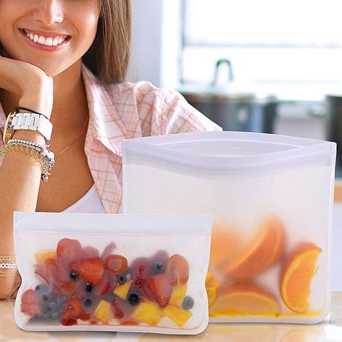 Reusable Silicone Food Storage Containers Freezer Sealing Bag Bags Zip Leakproof