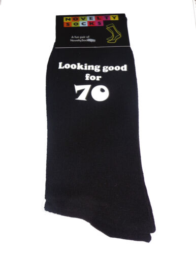 Looking Good for 70 Printed Design Mens Black Socks Great 70th Birthday Gift