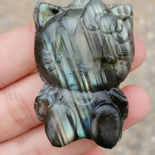 Details about  / 1pcs Natural Labradorite cat Hand Carved quartz Crystal Healing random