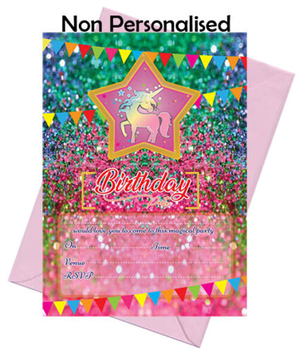 12 Invitaciones Personalizadas A6 Unicornio fiesta de cumpleaños invita a Sobres Gratis