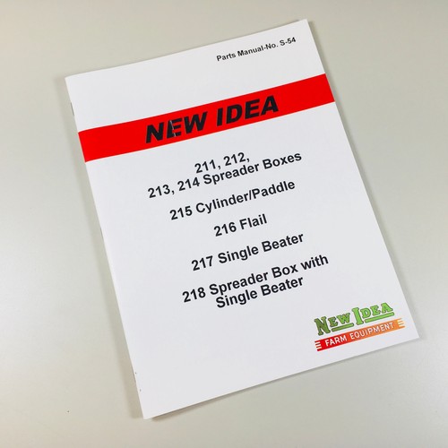 NEW IDEA 218 SINGLE BEATER MANURE SPREADER BOX PARTS MANUAL CATALOG