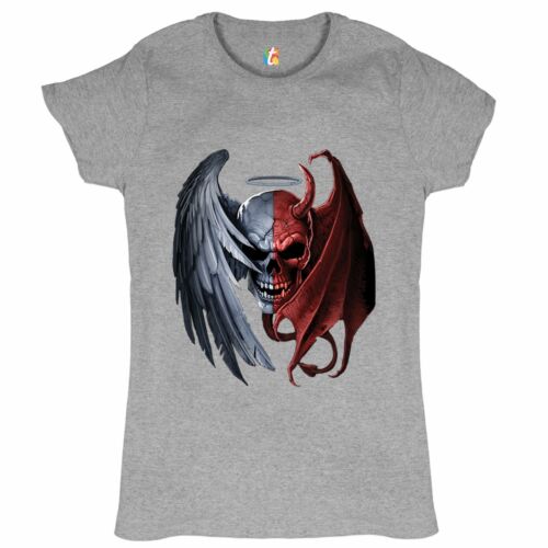 Gothic Demon Angel Skull T-Shrit Horror Nightmare Halloween Women/'s Tee