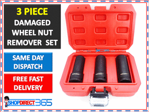 GRIP LOCKING DAMAGED WHEEL NUT REMOVER REMOVAL TOOL SOCKET SET 3 PC 1//2/" #CT4489