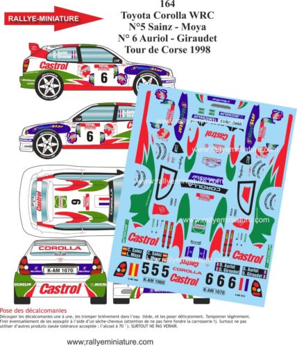 Decals 1//18 ref 164 toyota corolla wrc auriol tour de corse 1998 rally rally