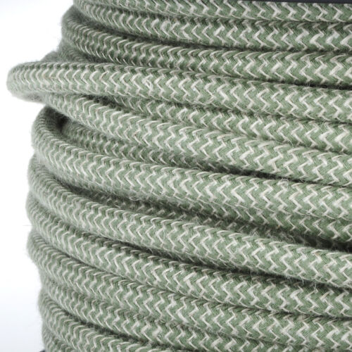 Câbles Textile 2x0,75 h03vv lin Fibre Tressage Zigzag-Zack Nature//Vert ronds