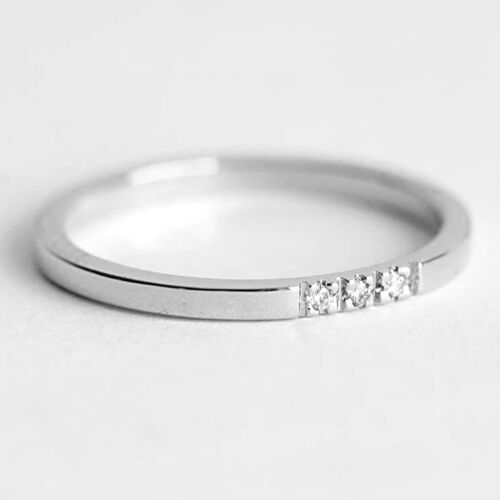 Details about  / Three Stone Round Natural Diamond Ring 10kt White Gold Wedding Band SI1//G-H