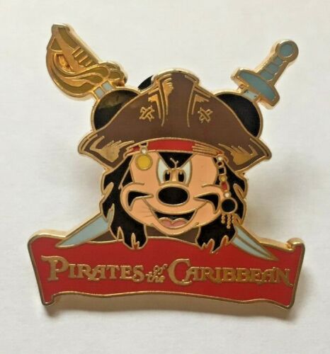 Disney Pin Badge Pirates of the CARIBBEAN Mickey as Jack Sparrow Logo 