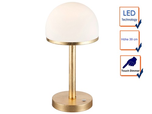 2 Gold folierte Dekoleuchten /& Glasschirm weiß LED Tischleuchte TOUCH dimmbar
