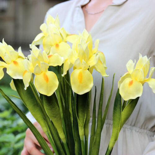 Artificial Silk Iris Flowers Real Touch Bouquets Plant Home Garden Decor Good