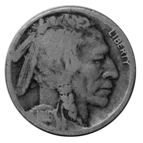 1916 S Buffalo Nickel 5c Cent Almost Good AG Condition 