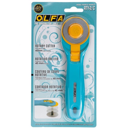SUITABLE FOR QUILTING SEWING PAPERCRAFT OLFA 45MM ROTARY CUTTER RTY-2//C AQUA