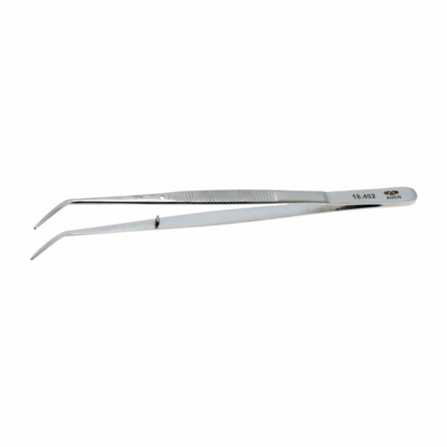 6" Stainless Steel Aven 18402 Curved Serrated Forcep with Alignment Pin 