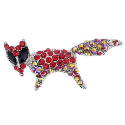Beautiful Red Fox in Diamante Brooch Pin makes a  Great Gift