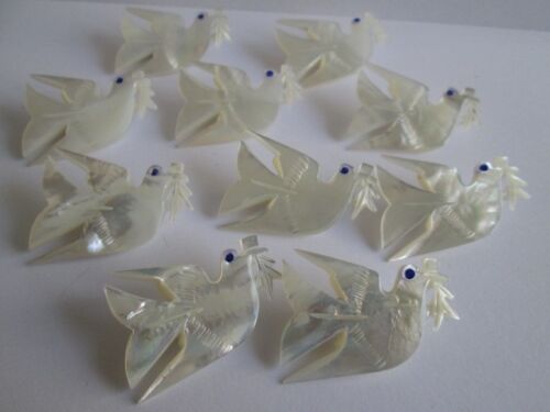 Bird 10 Mother Of Pearl MOP Dove Of Peace shape Pins //Brooches... Jerusalem 