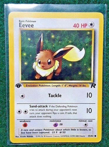 Eevee 55/82 Team Rocket 1st Edition Pokemon Cards *Ranging in VG to NM* 