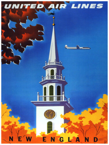 9947.Decoration Poster New England airplane travel.Home room decor graphic art 