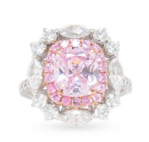 Details about  / 8ct Pink Cushion 925 Sterling Silver Ring Solid Two Tone Halo Style CZ Magnifiq