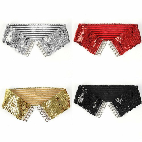 Womens Girls Stretch Buckle Waist Belt Wide Sequin Elastic Corset Waistband