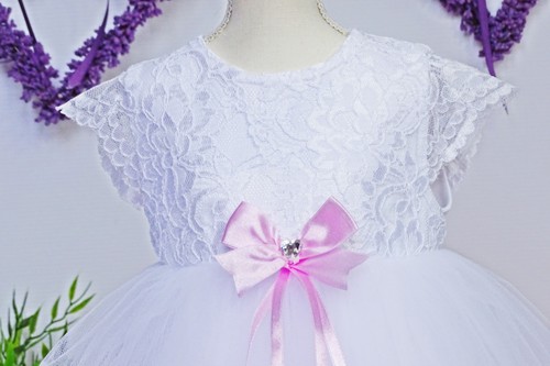 Taufkleid Festkleid mit Stirnband 2-tlg Spitze Tüll weiss ❤️Neuheit 2019❤️