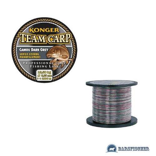 0,02€//m 1000m KARPFENSCHNUR ANGELSCHNUR KONGER TEAM CARP CAMOU DARK GREY BF
