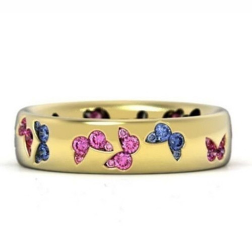 Women Silver Rings Multi-Styles Butterfly Cubic Zircon Wedding Rings Size 6-10