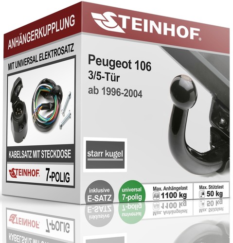 E-SATZ 7 polig NEU ABE Anhängerkupplung starr PEUGEOT 106 3//5-Tür 1996-2004