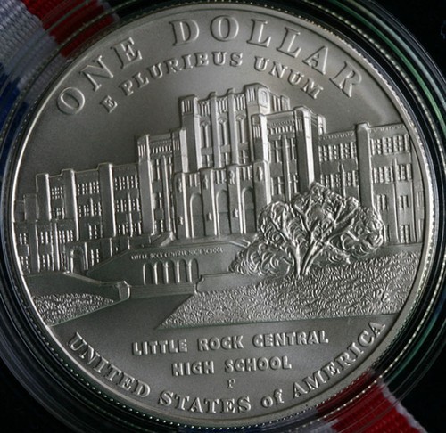 2007 BU Little Rock Central High School US Mint Commemorative Silver Dollar Coin