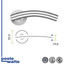 Satin stainless steel arched /"T/" bar door handle set