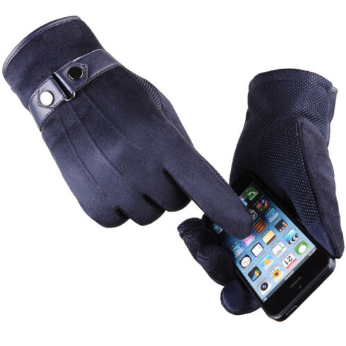 MEN/'S TOUCH SCREEN LEATHER GLOVES THERMAL FLEECE LINED DRIVING WINTER WARM GIFT