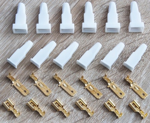 6 X Premium conector plano set 6mm cable zapatos aislamiento blanco auto KFZ 1-2,5mm²
