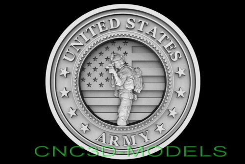 3D STL Models for CNC Router Carving Artcam Aspire USA Soldier Army D659