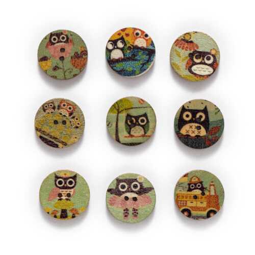 50pcs Animal theme Wood Buttons Sewing Scrapbook Clothing Crafts Handmade Decor 