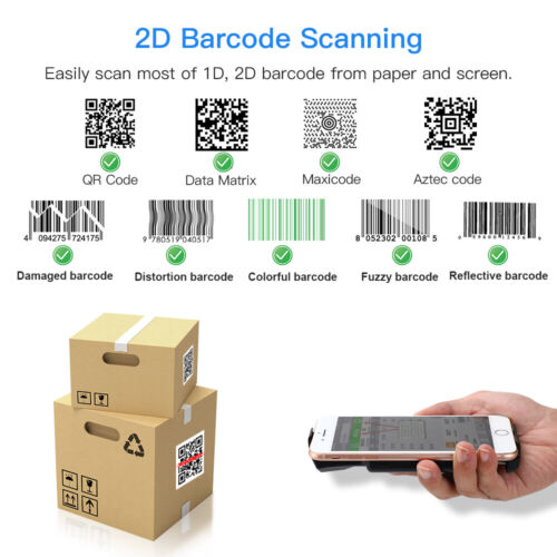 Phone Back Clip Cover Barcode Scanner 2D QR Image Bluetooth Scanning Reader 