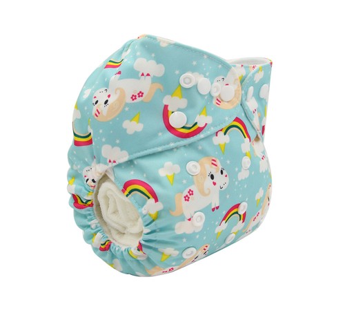 Pretty Blue Unicorns Modern Cloth Reusable Washable Baby Nappy Diaper /& Insert