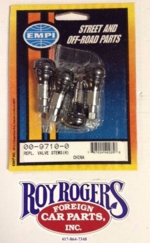 EMPI 9710 RUBBER BASED CHROME VALVE STEMS WITH HEX CAP SET OF 4 VW BUG BUGGY